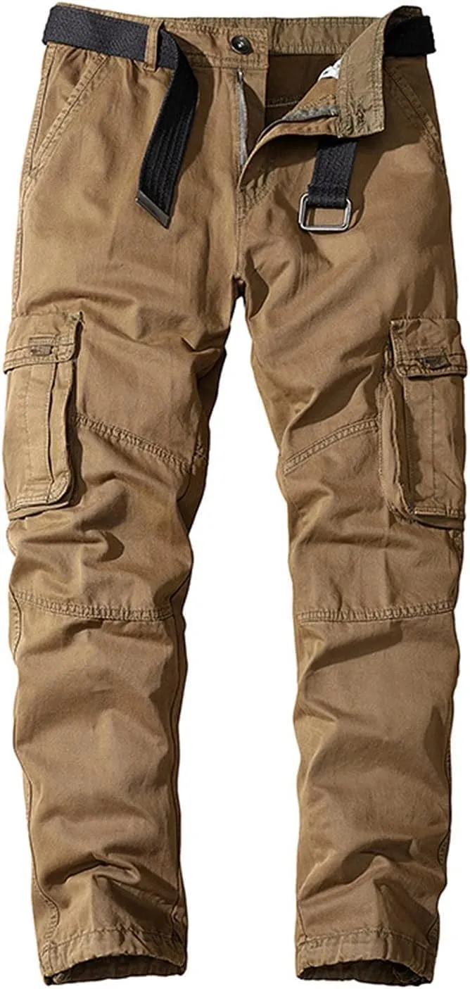 Maiyifu-GJ Men's Cargo Pants with Multi-Pockets Casual Cotton Hiking Pants Sweatpants Straight Leg Athletic Jogger Trousers