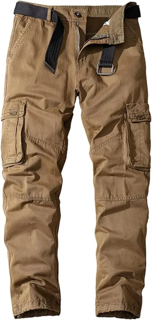 Maiyifu-GJ Men's Cargo Pants with Multi-Pockets Casual Cotton Hiking Pants Sweatpants Straight Leg Athletic Jogger Trousers