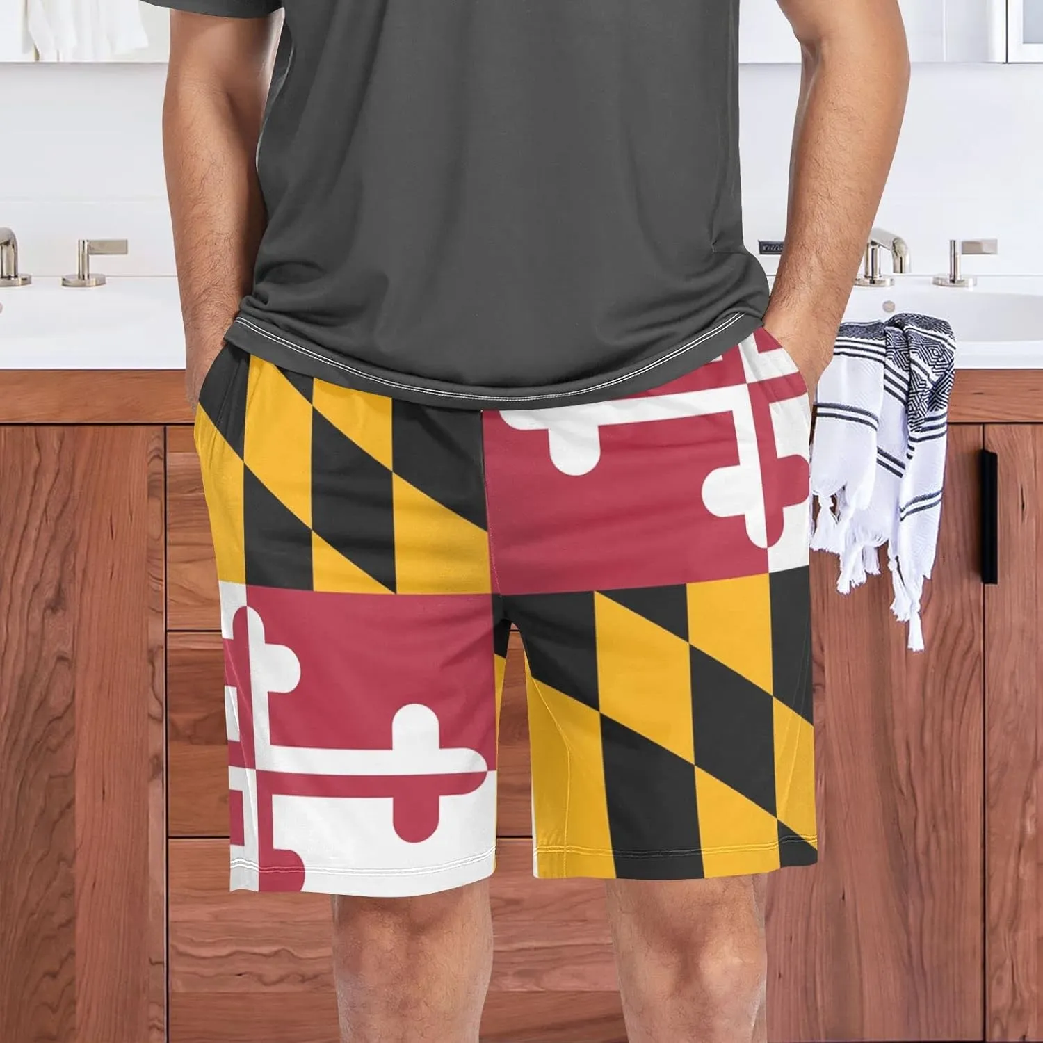 Maryland Flag USA State Flag Men's Pajama Pants Shorts Sleepwear Lounge Pajama Bottoms