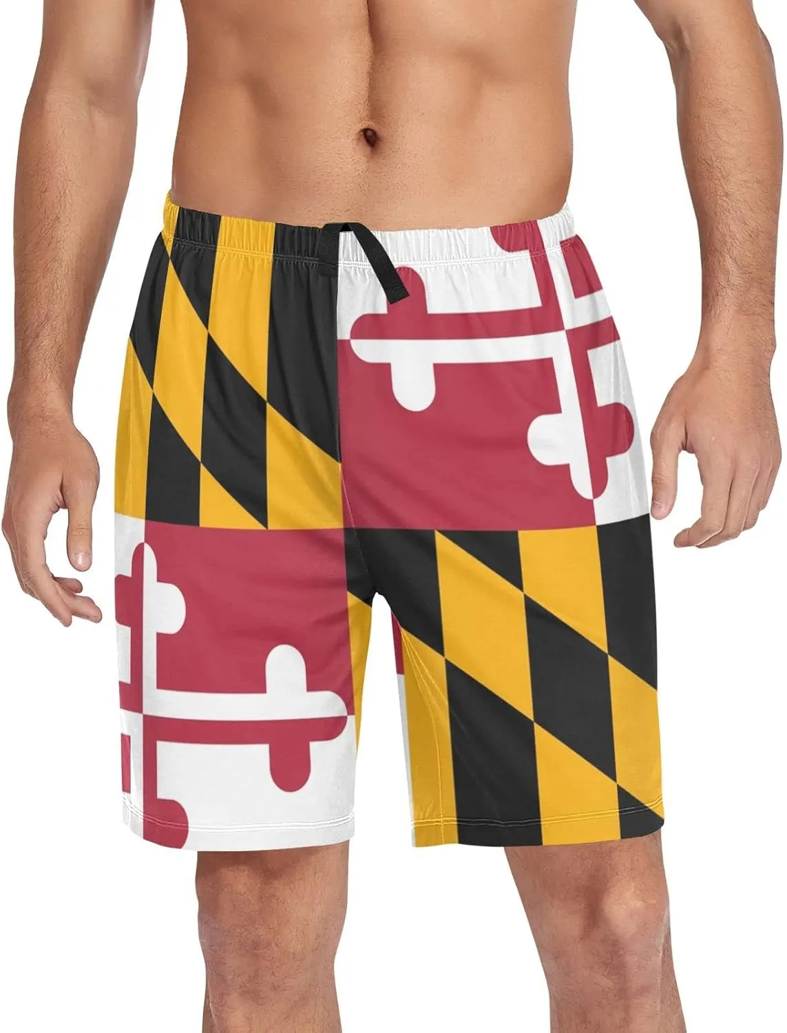 Maryland Flag USA State Flag Men's Pajama Pants Shorts Sleepwear Lounge Pajama Bottoms