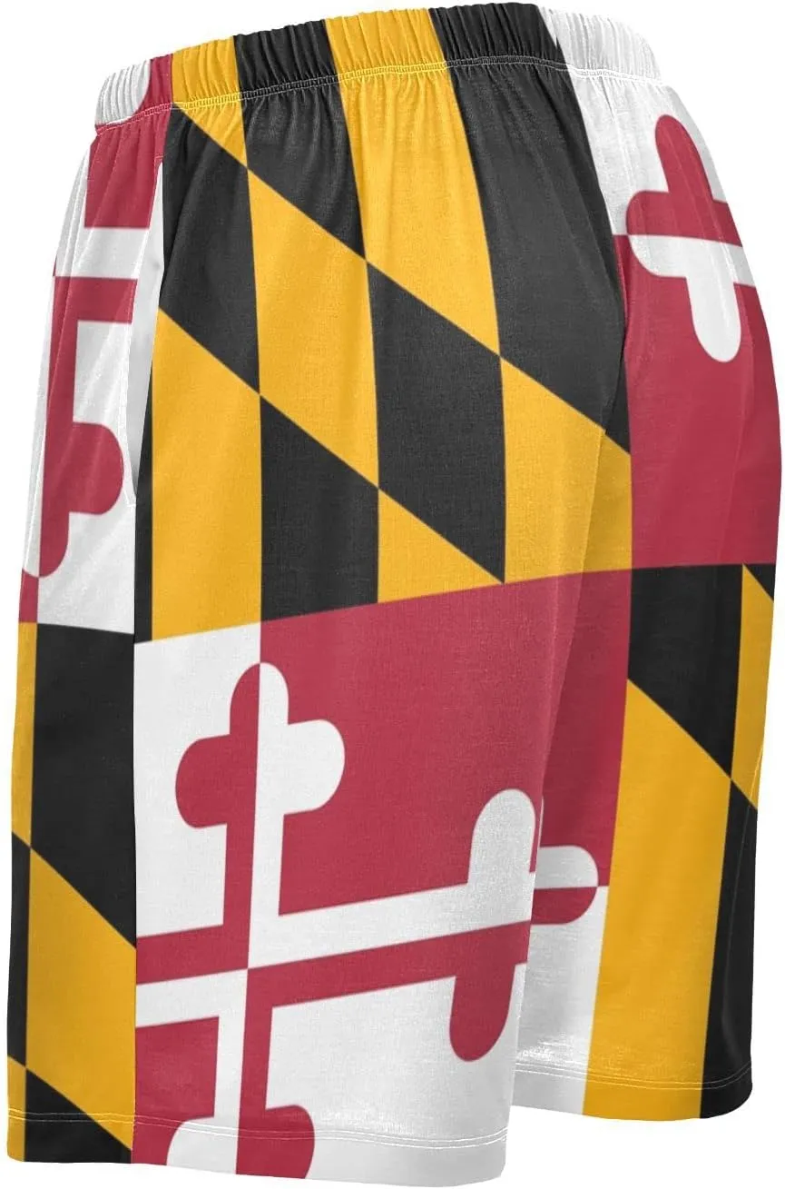 Maryland Flag USA State Flag Men's Pajama Pants Shorts Sleepwear Lounge Pajama Bottoms