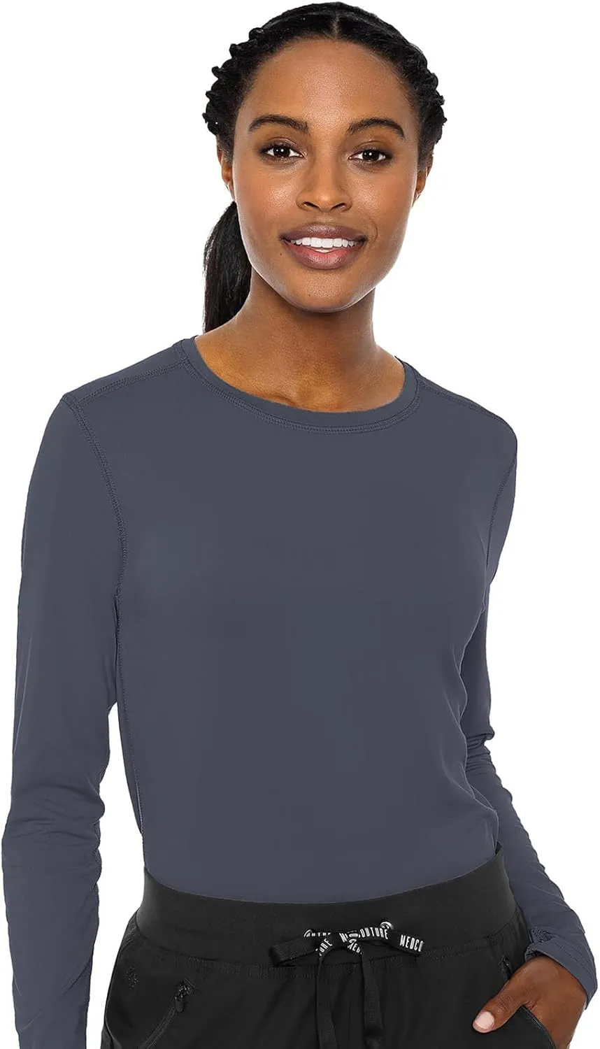 Med Couture Women's Underscrub Top Long Sleeve Performance Knit Tee, 360° Stretch, Lightweight & Ultra Soft Fabric - MC8499