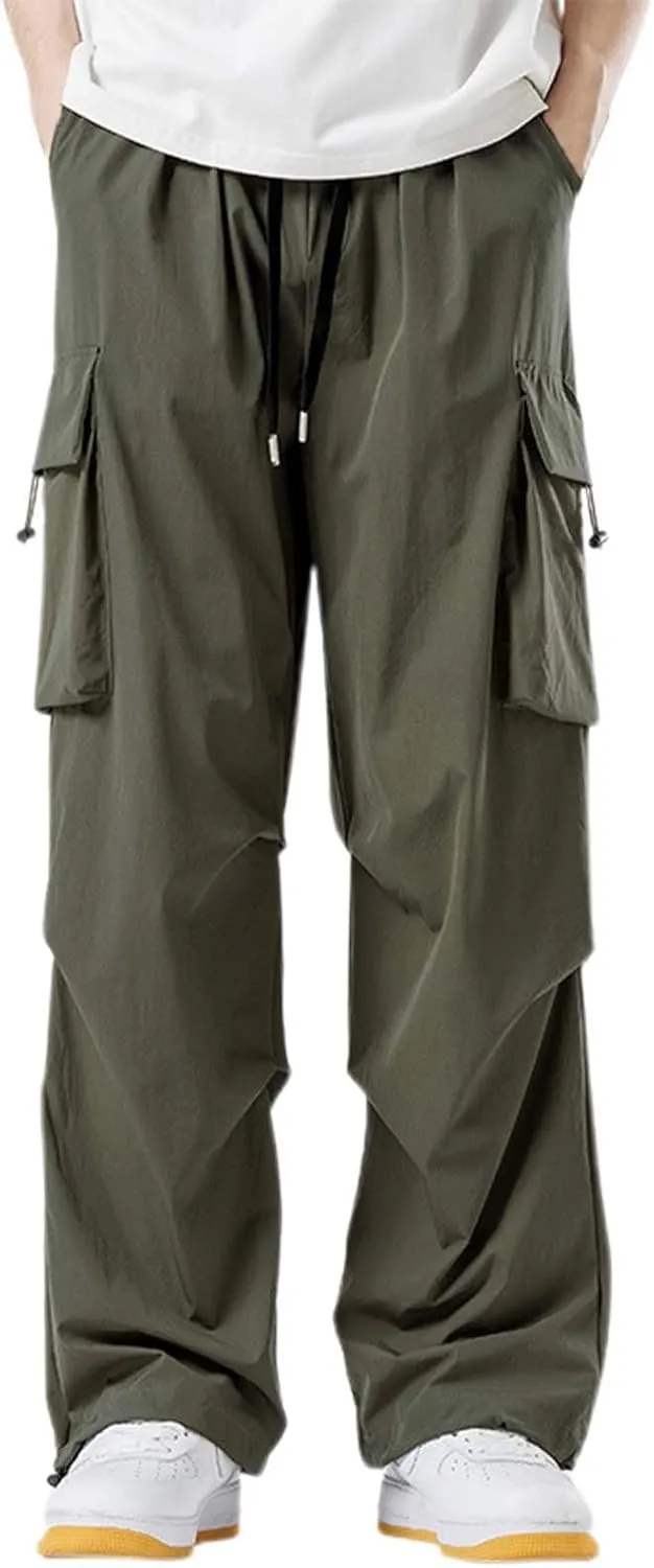 Men Cargo Pants Baggy Trendy Casual Parachute Streetwear Comfy Strentchy Loose Fit Harem Joggers with Pockets