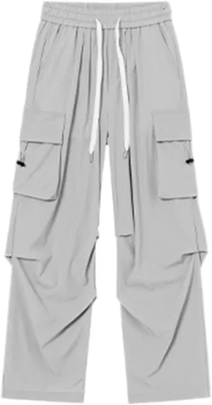 Men Cargo Pants Baggy Trendy Casual Parachute Streetwear Comfy Strentchy Loose Fit Harem Joggers with Pockets
