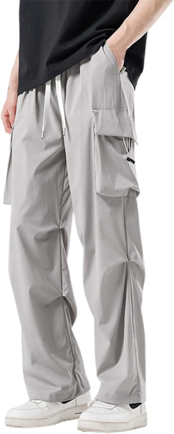 Men Cargo Pants Baggy Trendy Casual Parachute Streetwear Comfy Strentchy Loose Fit Harem Joggers with Pockets