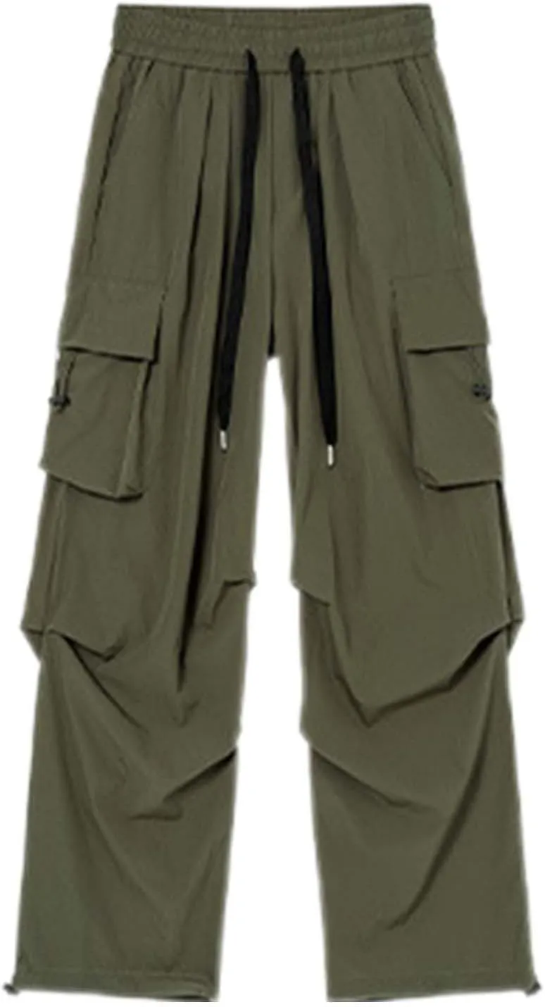 Men Cargo Pants Baggy Trendy Casual Parachute Streetwear Comfy Strentchy Loose Fit Harem Joggers with Pockets