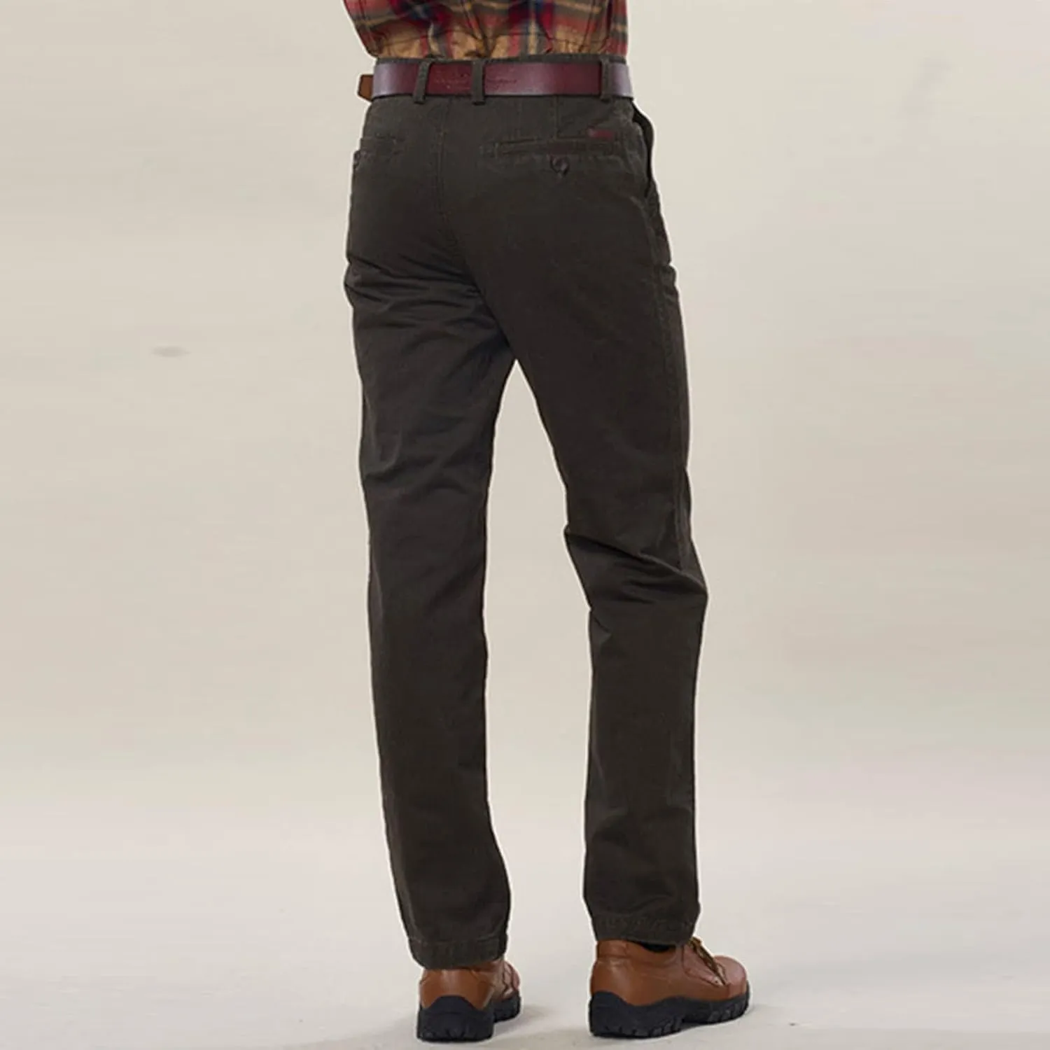Men Relaxed Fit Casual Cotton Pant Chino Flat Front Classic Straight Pants Lightweight Business Comfort Trousers