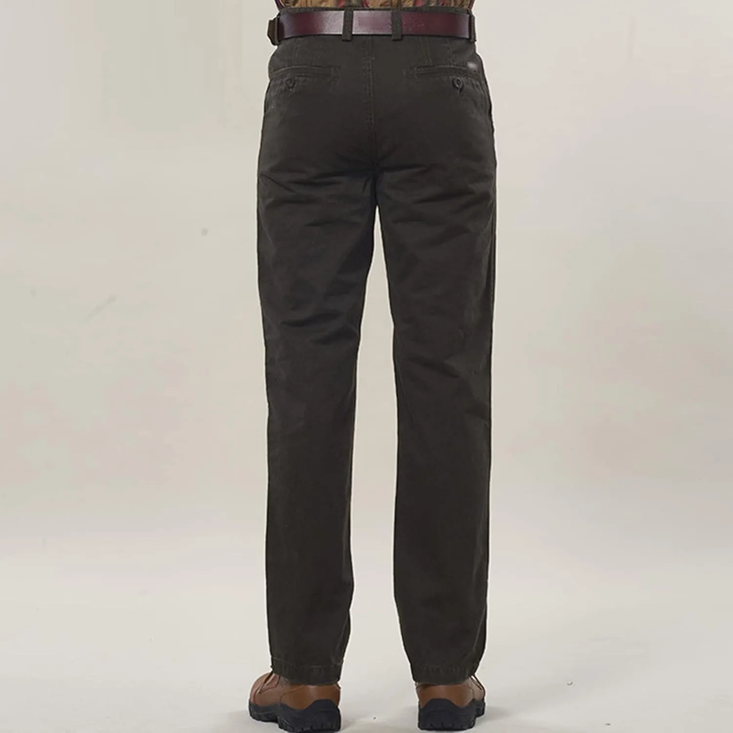 Men Relaxed Fit Casual Cotton Pant Chino Flat Front Classic Straight Pants Lightweight Business Comfort Trousers