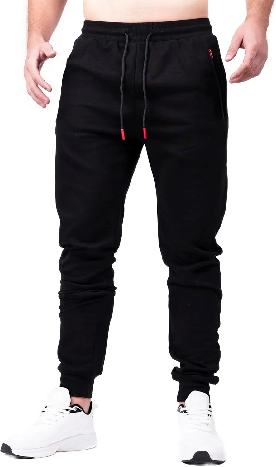 Men's Active Premium Quality Workout Joggers, Sweatpants with Zipper Pocket, Adjustable Drawstring, S-XXL