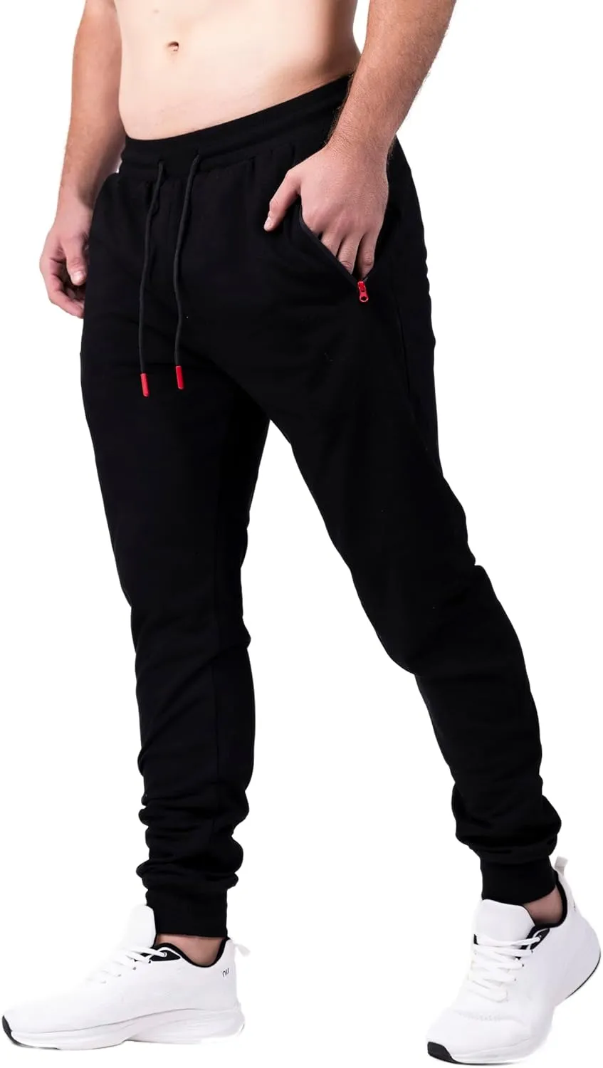 Men's Active Premium Quality Workout Joggers, Sweatpants with Zipper Pocket, Adjustable Drawstring, S-XXL