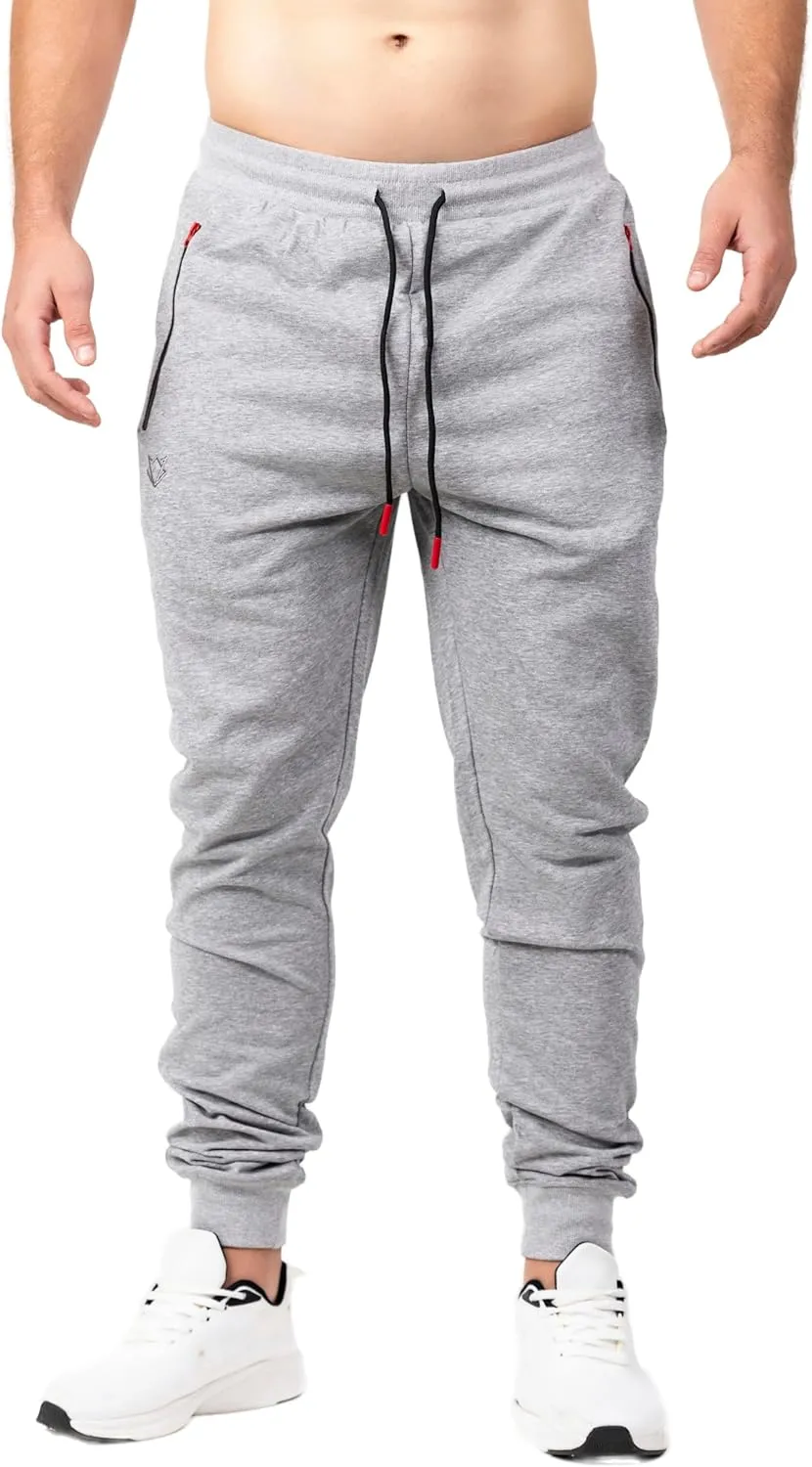 Men's Active Premium Quality Workout Joggers, Sweatpants with Zipper Pocket, Adjustable Drawstring, S-XXL