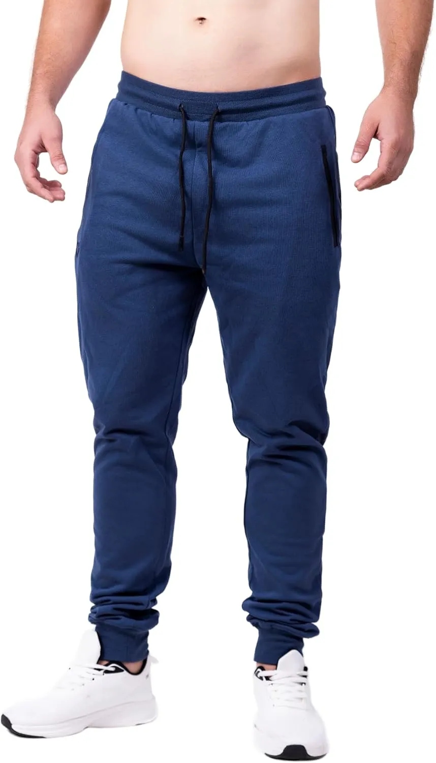 Men's Active Premium Quality Workout Joggers, Sweatpants with Zipper Pocket, Adjustable Drawstring, S-XXL