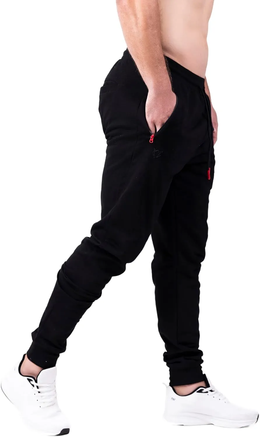 Men's Active Premium Quality Workout Joggers, Sweatpants with Zipper Pocket, Adjustable Drawstring, S-XXL