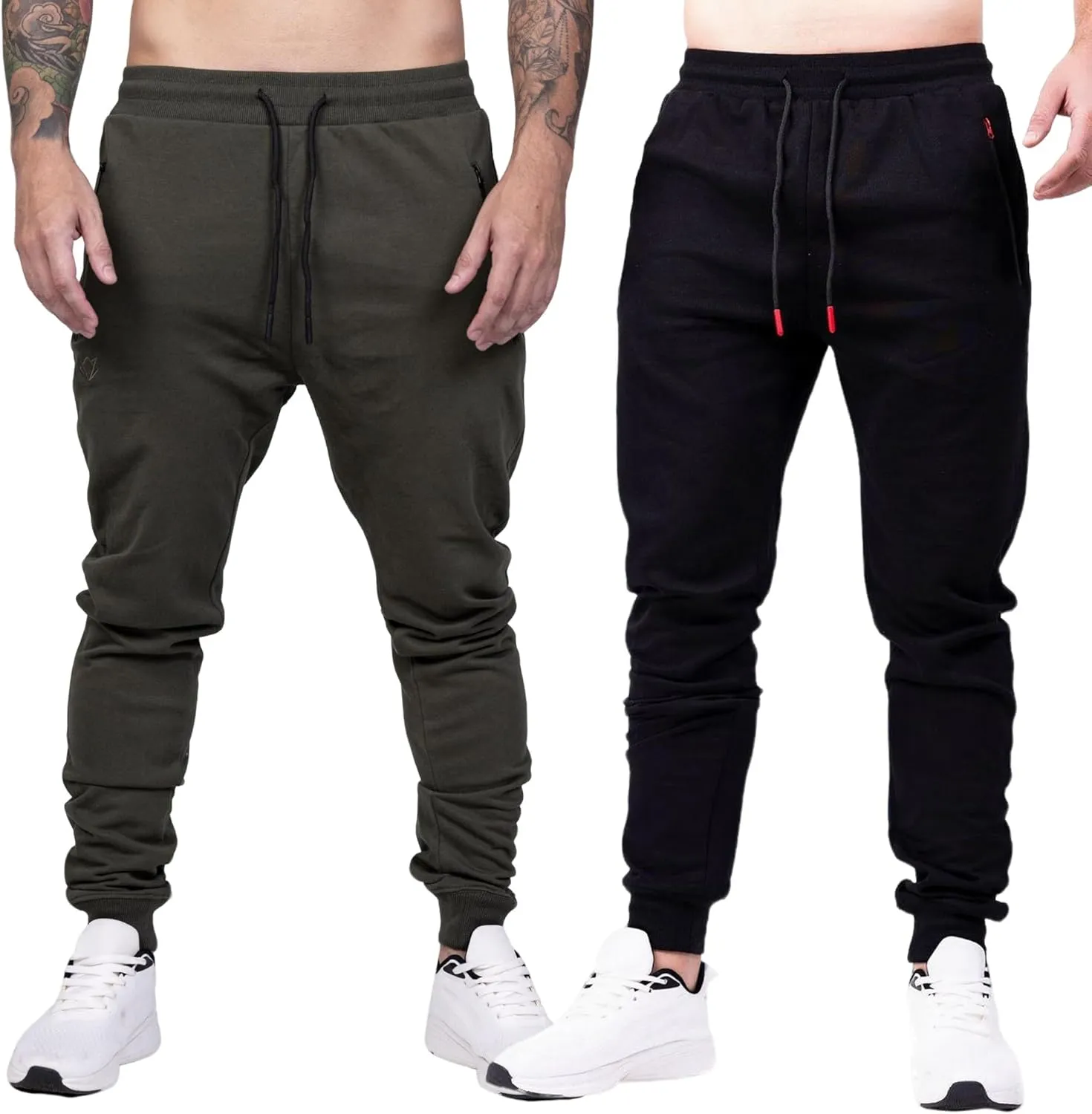 Men's Active Premium Quality Workout Joggers, Sweatpants with Zipper Pocket, Adjustable Drawstring, S-XXL