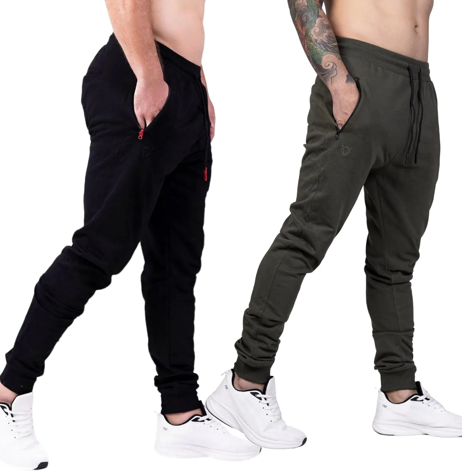 Men's Active Premium Quality Workout Joggers, Sweatpants with Zipper Pocket, Adjustable Drawstring, S-XXL