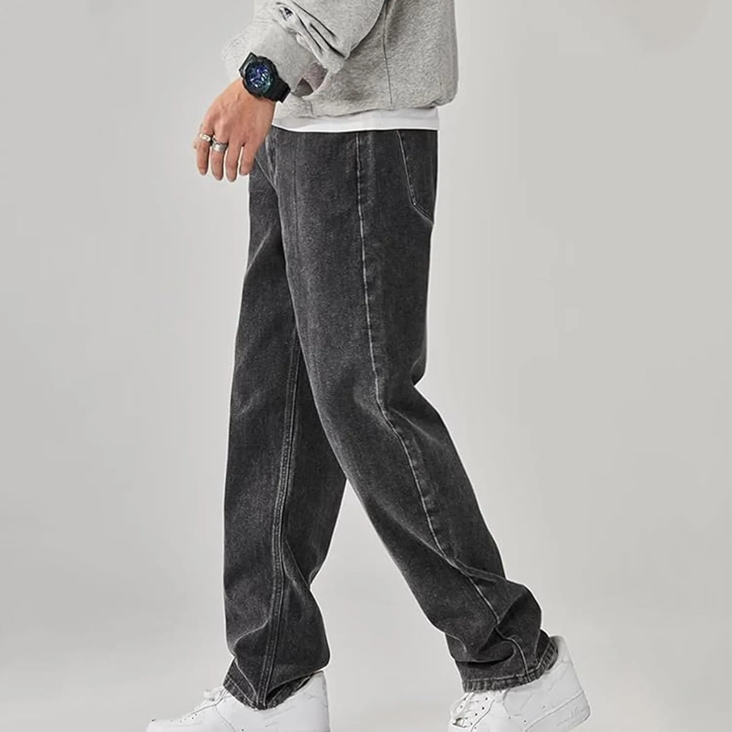 Men's Baggy Jeans Y2k Loose Fit 90s Hip Hop Casual Baggy Fit Denim Pants Fashion Straight Leg Plain Streetwear Jeans
