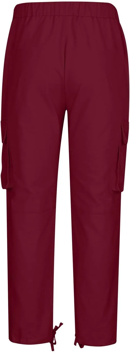 Mens Cargo Jogger Pants Stretch Sweatpants Slim Fit Tactical Drawstring Pants Casual Trousers with Pockets
