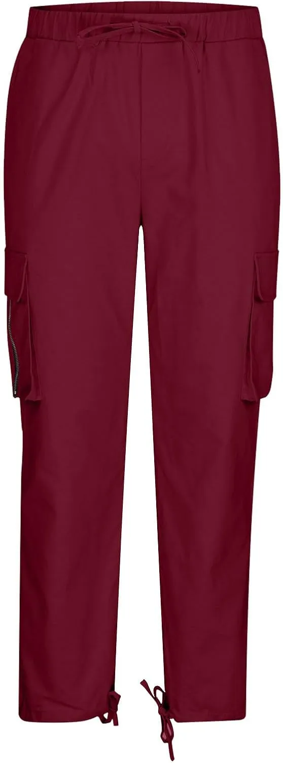 Mens Cargo Jogger Pants Stretch Sweatpants Slim Fit Tactical Drawstring Pants Casual Trousers with Pockets