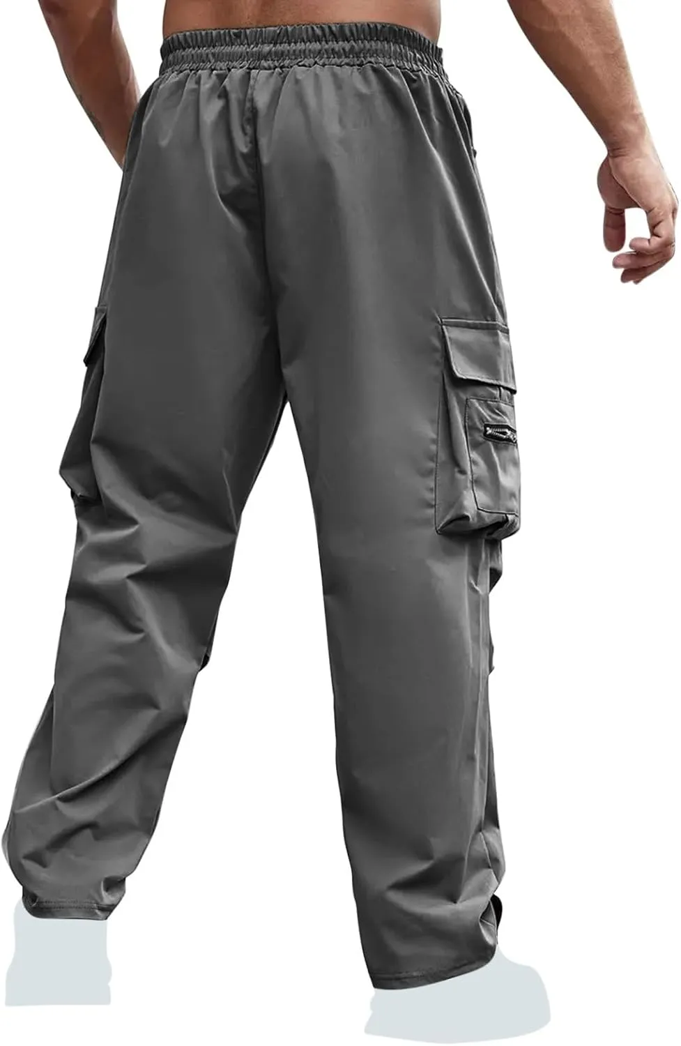 Men's Cargo Joggers Stretch Elastic Waist Drawsring Pants Casual Outdoor Workout Clothes for Men with Pockets