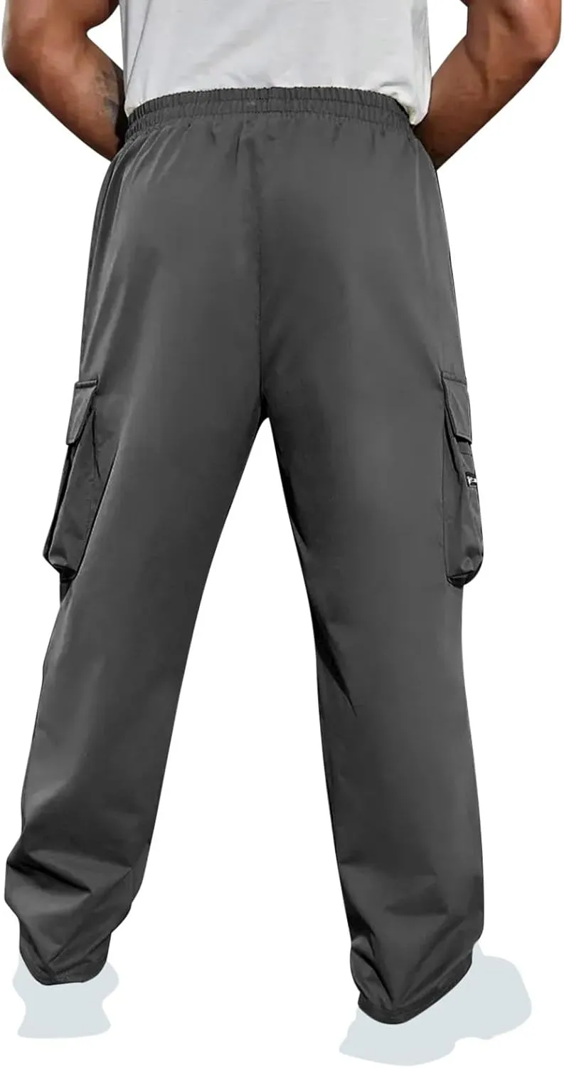 Men's Cargo Joggers Stretch Elastic Waist Drawsring Pants Casual Outdoor Workout Clothes for Men with Pockets