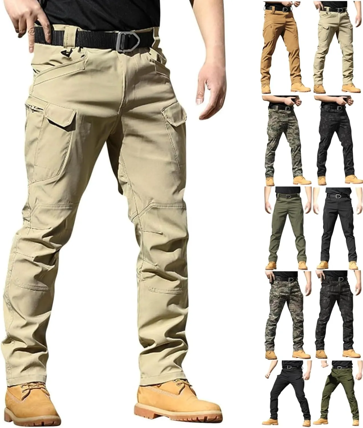 Men's Cargo Pants Stretch Tactical Pants Multi Pockets Hiking Ripstop Stretch Stylish Slim Fit Trousers 2025