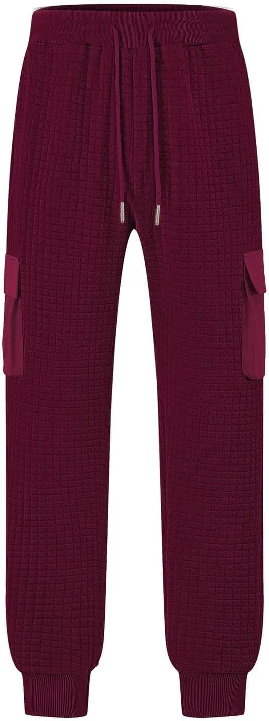 Mens Cargo Pants with 4 Pockets Casual Hiking Dress Work Joggers Running Sweatpants for Active Full Length
