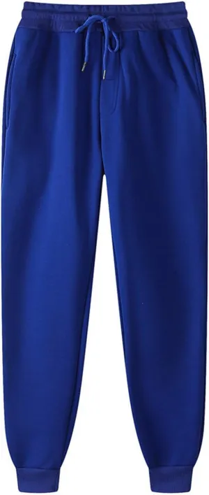 Mens Drawstring Jogging Sweatpants Fleece Active Athletic Lounge Pants with Cinched Cuffs Winter Workout Jogger Pants