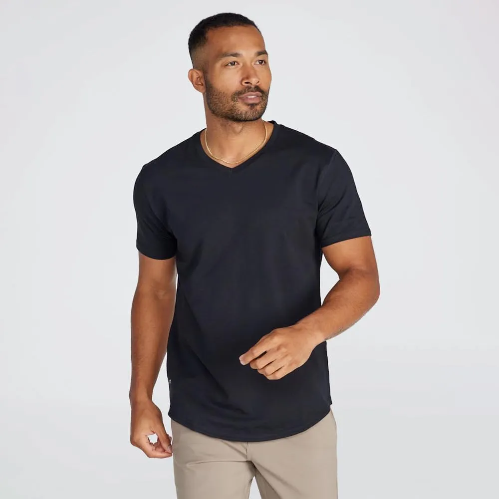Men's Drop-Cut V-Neck  Plain Tshirts for Men  Soft Polyester, Cotton, Spandex  Moisture Wicking, Wrinkle Resistant