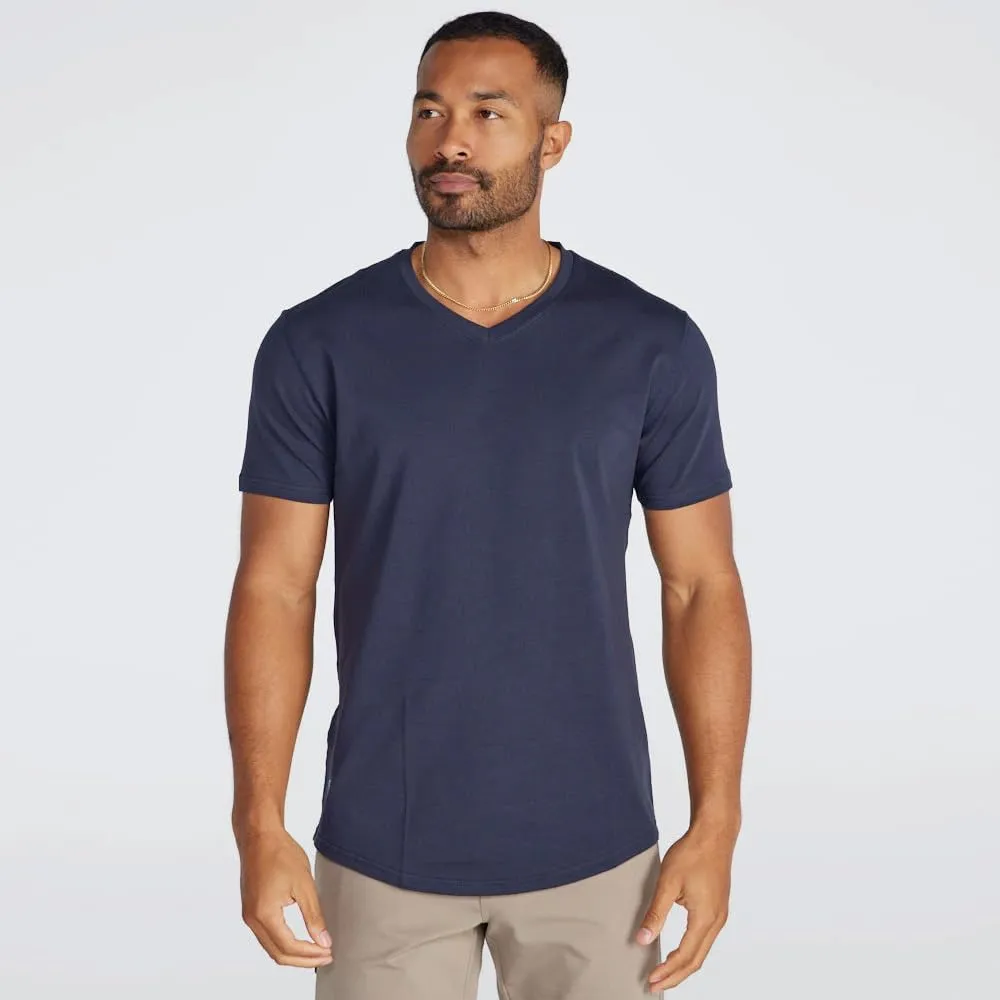 Men's Drop-Cut V-Neck  Plain Tshirts for Men  Soft Polyester, Cotton, Spandex  Moisture Wicking, Wrinkle Resistant