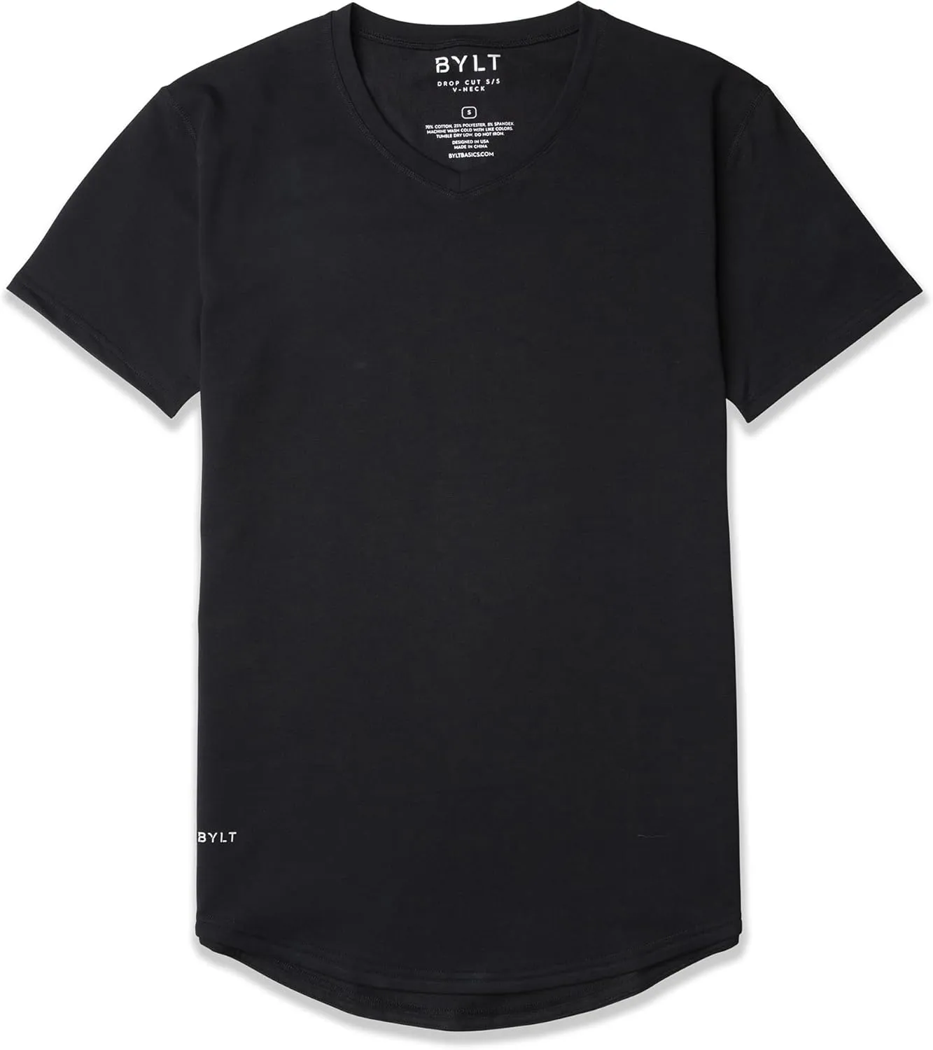 Men's Drop-Cut V-Neck  Plain Tshirts for Men  Soft Polyester, Cotton, Spandex  Moisture Wicking, Wrinkle Resistant