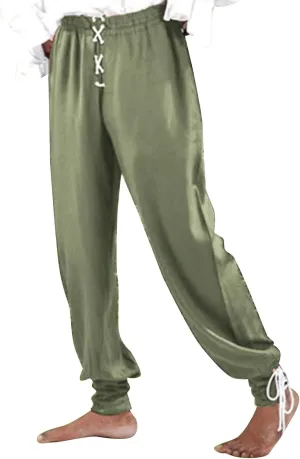 Mens Fashion Casual Printed Linen Elastic Waistband Trousers Pants Sport Breathable Loose Elasticity Pants