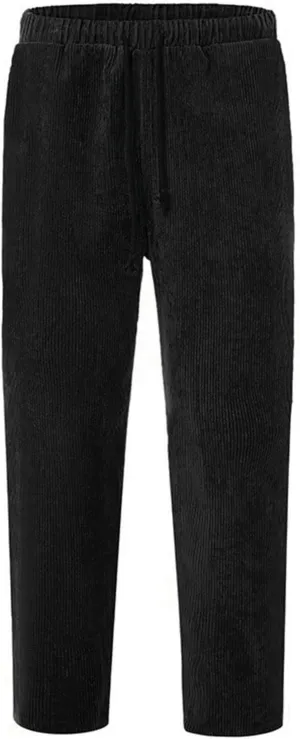 Mens' Fleece Joggers Pants New Men's Corduroy Loose Solid Casual Elastic Waistband Straight Stretch Tapered