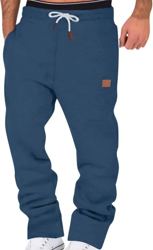 Men's Heavyweight Fleece Cargo Sweatpants Baggy Stretch Elastic Waist Workout Jogger Pants Drawstring Sport Trousers