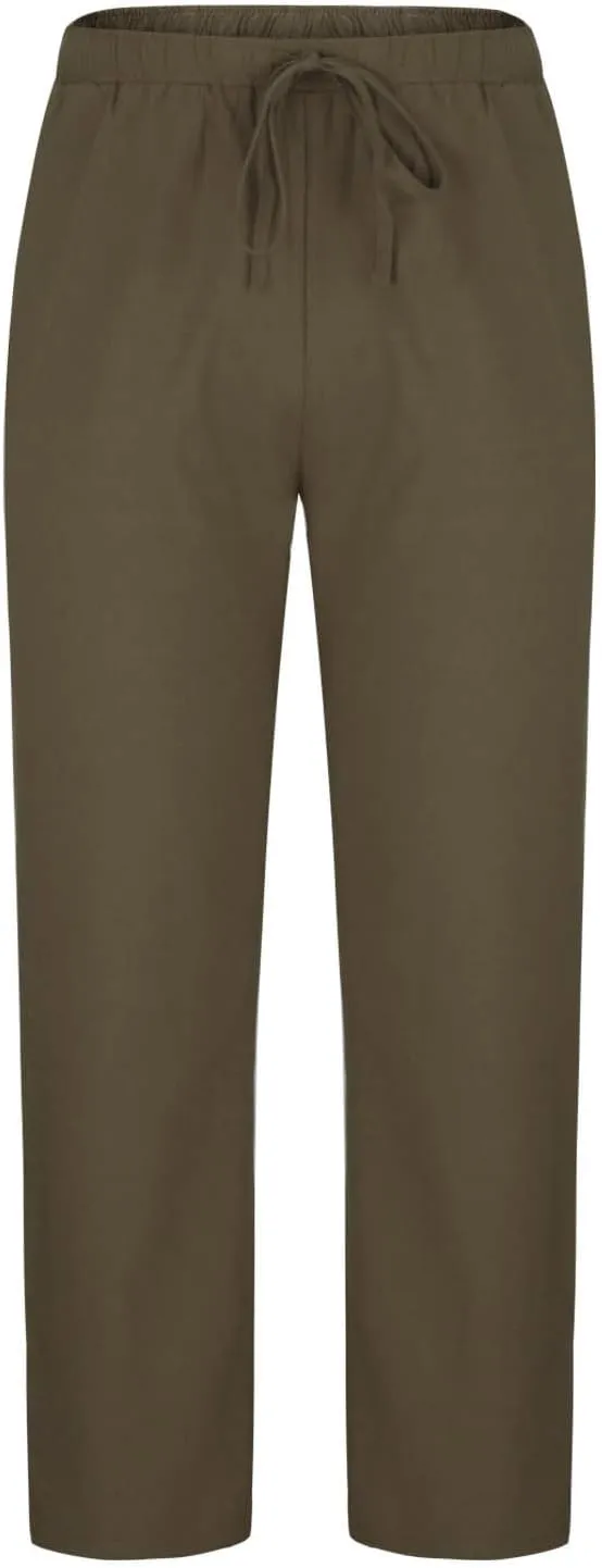 Mens Linen Pants Beach Casual Elastic Waist Pants Drawstring Summer Beach Pants Quick Dry Baggy Pants Moisture Wicking