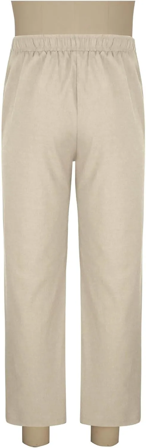 Mens Linen Pants Beach Casual Elastic Waist Pants Drawstring Summer Beach Pants Quick Dry Baggy Pants Moisture Wicking