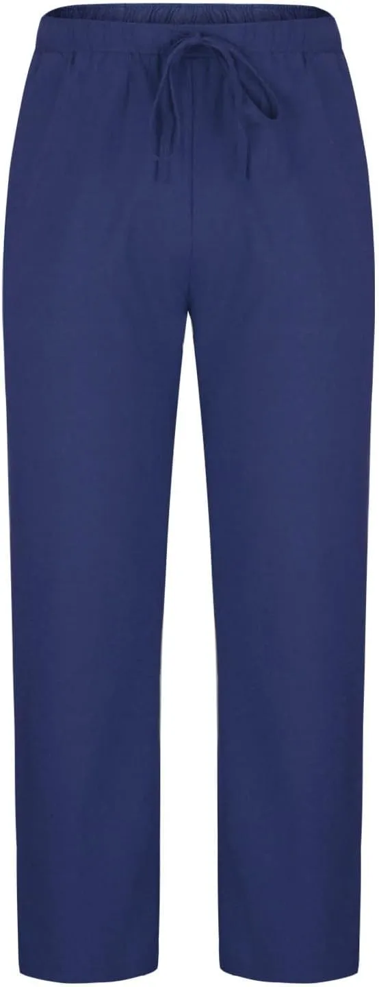 Mens Linen Pants Beach Casual Elastic Waist Pants Drawstring Summer Beach Pants Quick Dry Baggy Pants Moisture Wicking