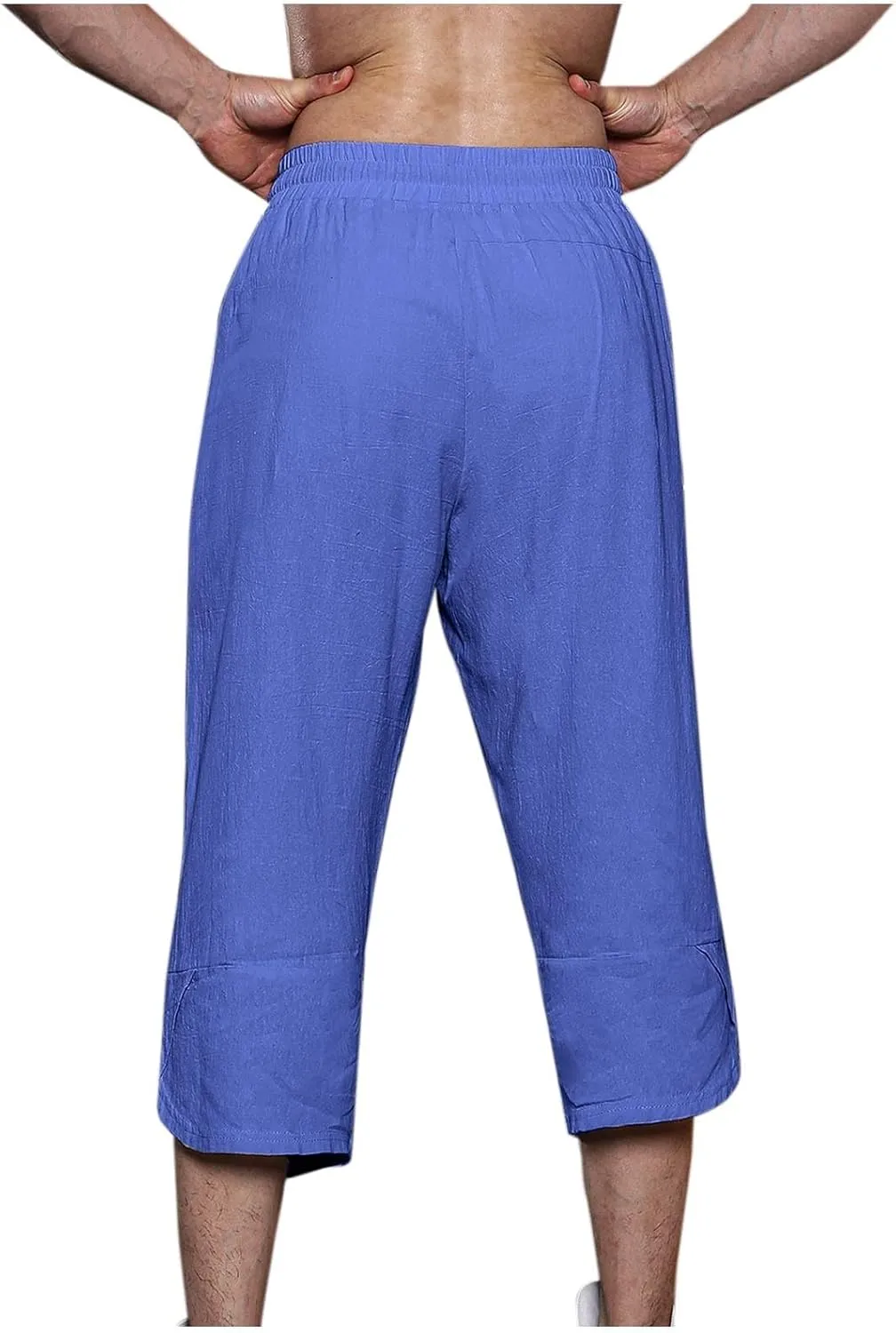Mens Linen Pants Beach Casual Elastic Waist Pants Drawstring Summer Beach Pants Quick Dry Baggy Pants Moisture Wicking