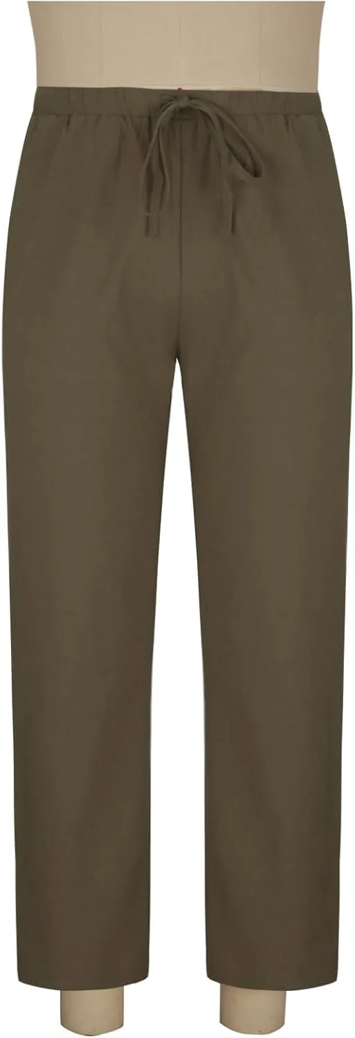 Mens Linen Pants Beach Casual Elastic Waist Pants Drawstring Summer Beach Pants Quick Dry Baggy Pants Moisture Wicking