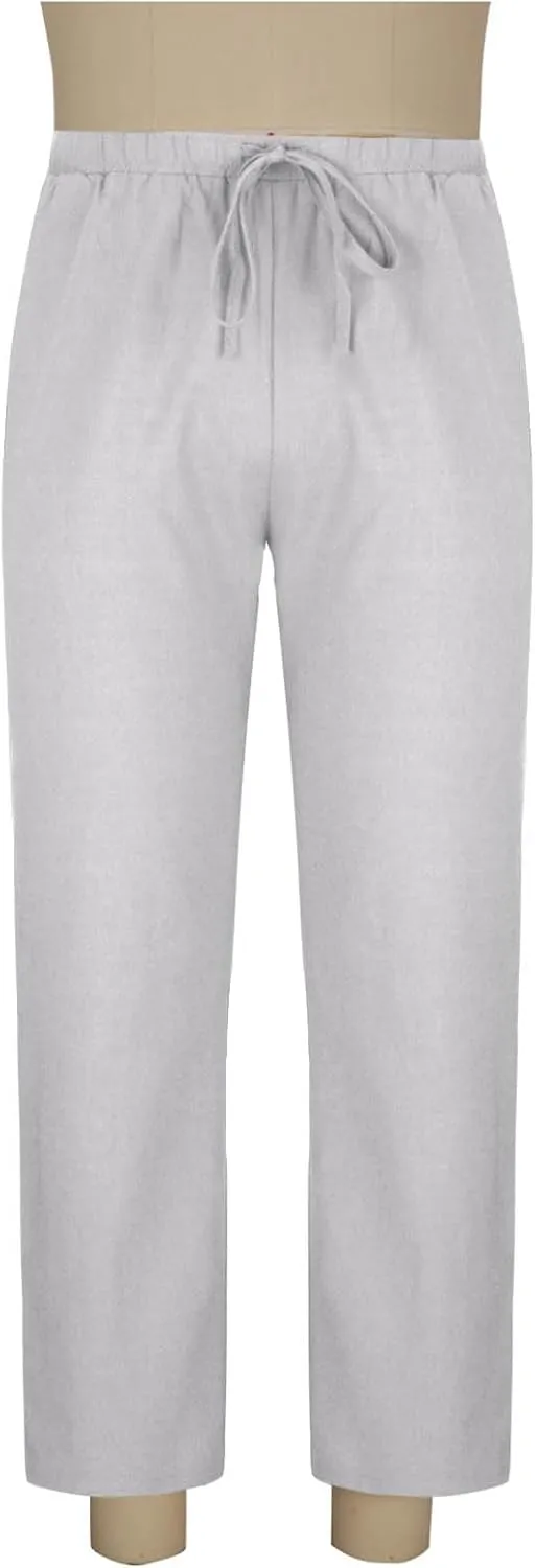 Mens Linen Pants Beach Casual Elastic Waist Pants Drawstring Summer Beach Pants Quick Dry Baggy Pants Moisture Wicking