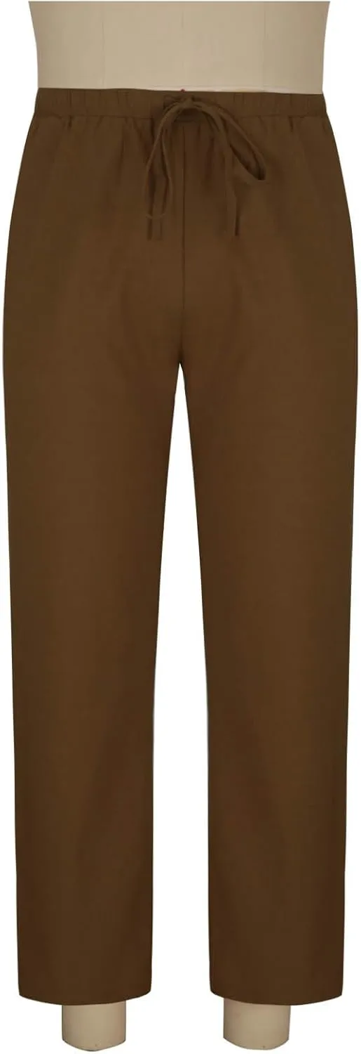 Mens Linen Pants Beach Casual Elastic Waist Pants Drawstring Summer Beach Pants Quick Dry Baggy Pants Moisture Wicking