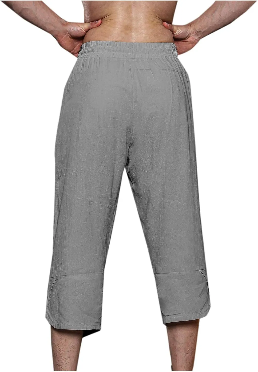 Mens Linen Pants Beach Casual Elastic Waist Pants Drawstring Summer Beach Pants Quick Dry Baggy Pants Moisture Wicking