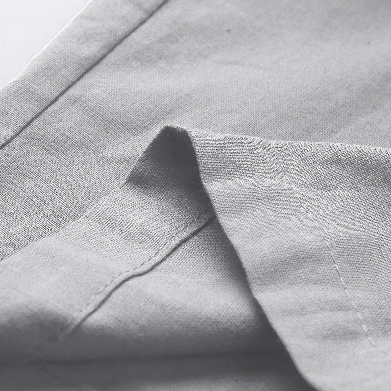 Mens Linen Straight Pants Drawstring Straight Elastic Waist Lightweight Casual Loose Pants Stretch Jogger Trousers