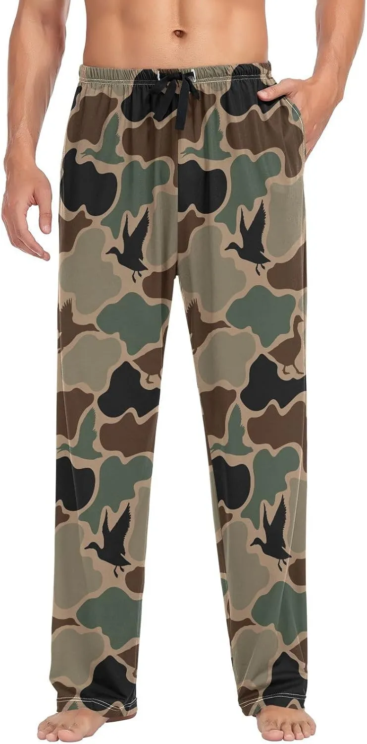 Mens Pajama Bottoms with Pockets Super Soft Wide Leg Sleep Lounge Pants for Men