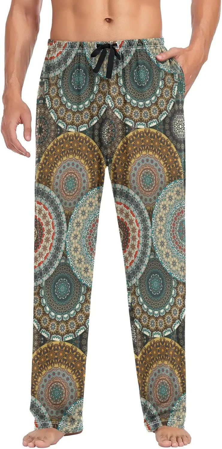 Men's Pajama Pants Straight Trouser Sleep Lounge Pants Sleepwear with Pockets