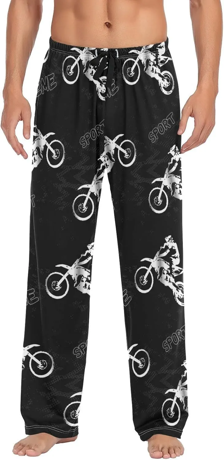 Men's Pajama Pants Straight Trouser Sleep Lounge Pants Sleepwear with Pockets