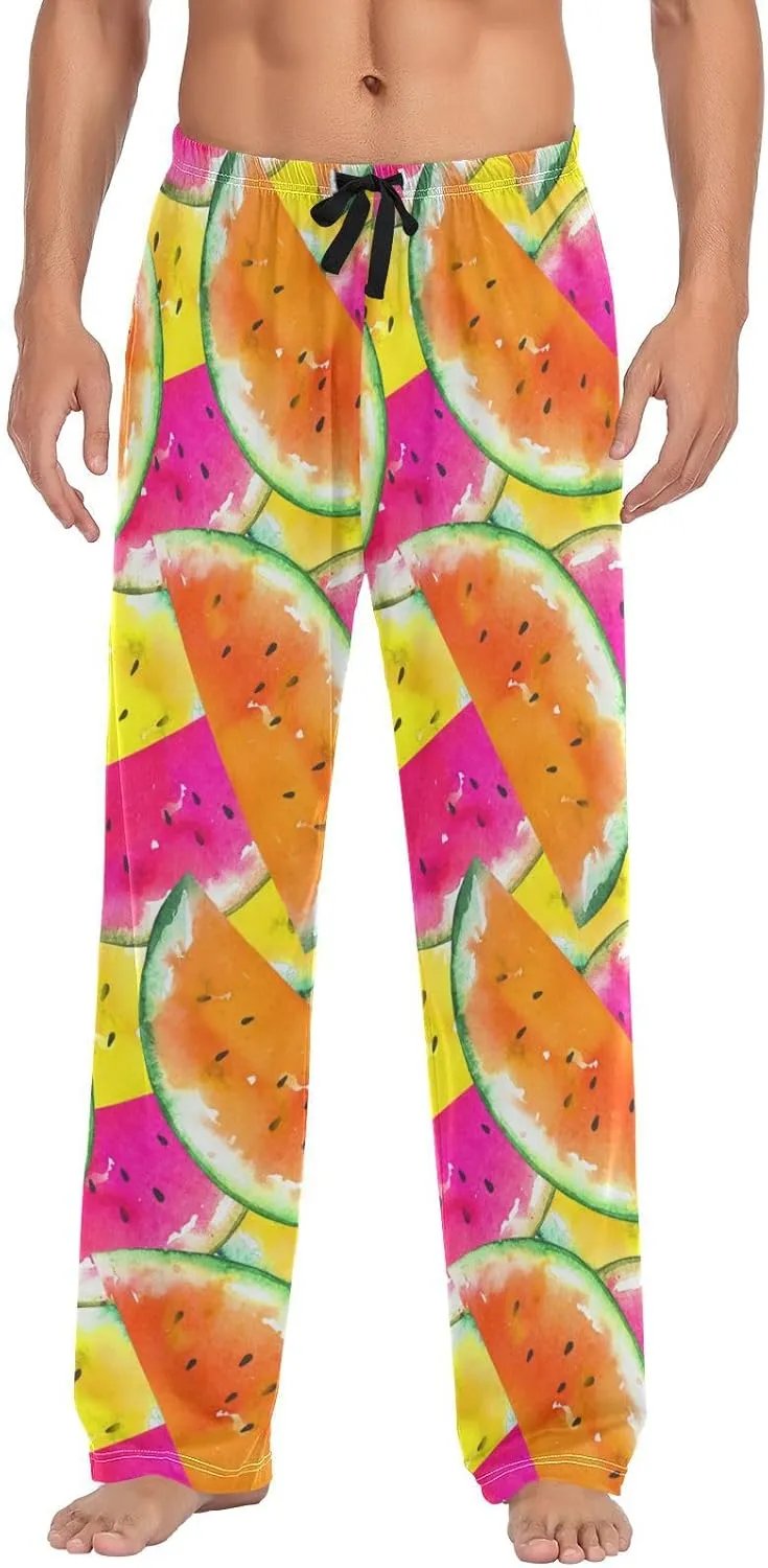 Men's Pajama Pants Straight Trouser Sleep Lounge Pants Sleepwear with Pockets