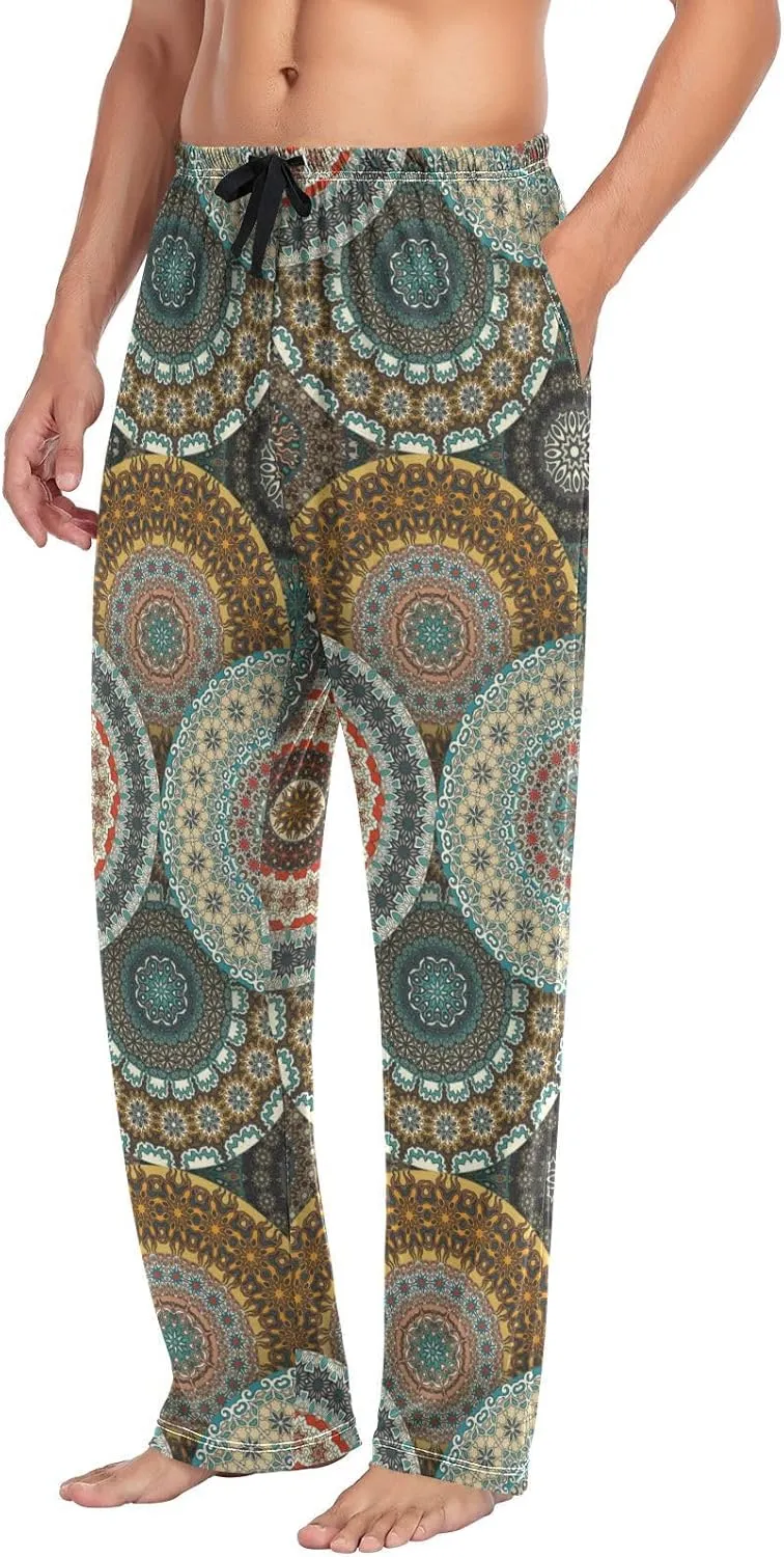 Men's Pajama Pants Straight Trouser Sleep Lounge Pants Sleepwear with Pockets