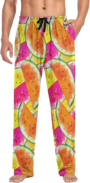 Men's Pajama Pants Straight Trouser Sleep Lounge Pants Sleepwear with Pockets