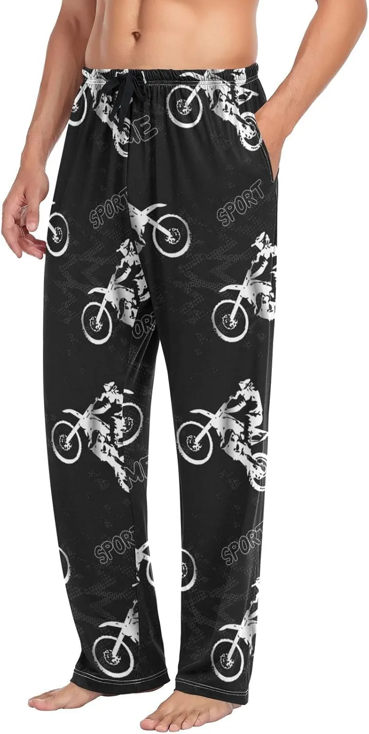 Men's Pajama Pants Straight Trouser Sleep Lounge Pants Sleepwear with Pockets