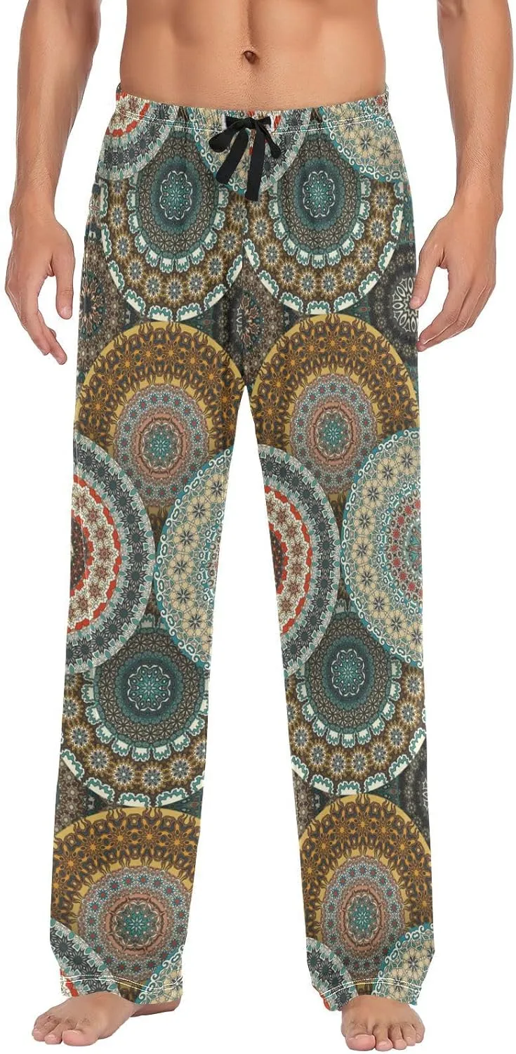 Men's Pajama Pants Straight Trouser Sleep Lounge Pants Sleepwear with Pockets